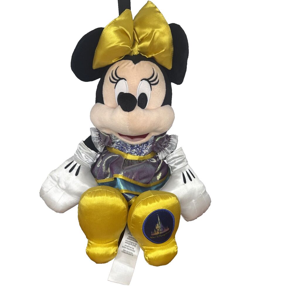 Walt Disney World 50th Anniversary Minnie Mouse Plush Stuffed Animal Toy Gold